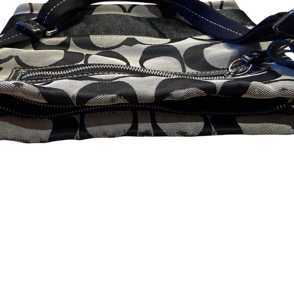 Coach Signature Stripe File Crossbody Zip Shoulder Bag in Black and Gray - Picture 10 of 16